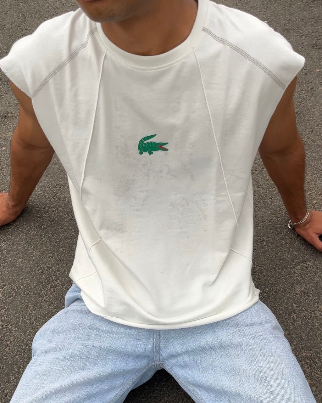 LAC0STE BOX FIT TANK TEES