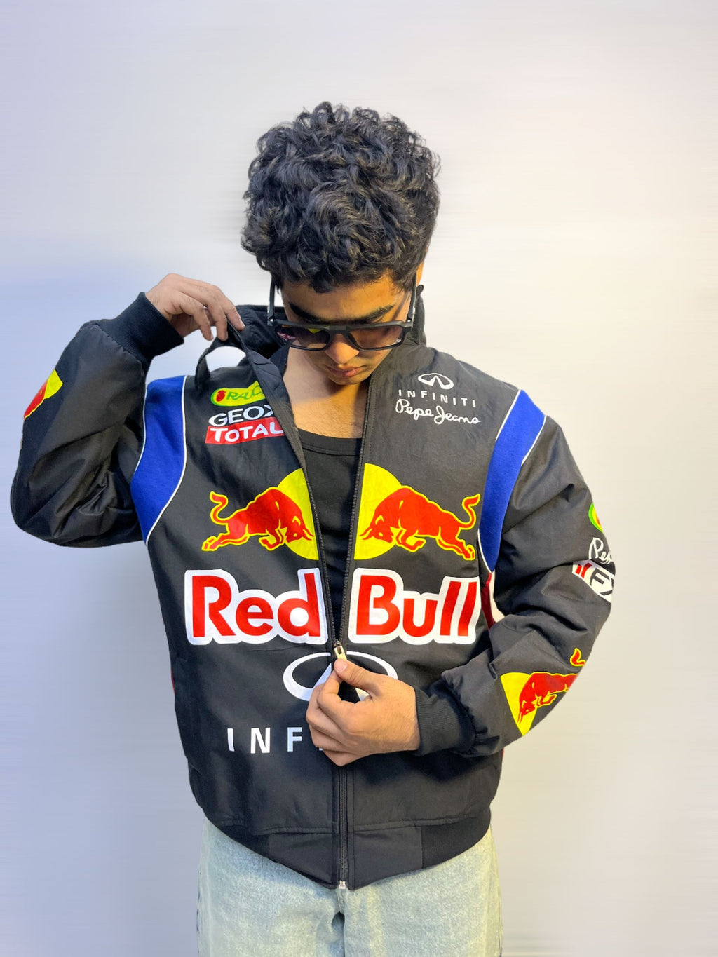 F1 REDBULL BLACK UNISEX RACING JACKET
