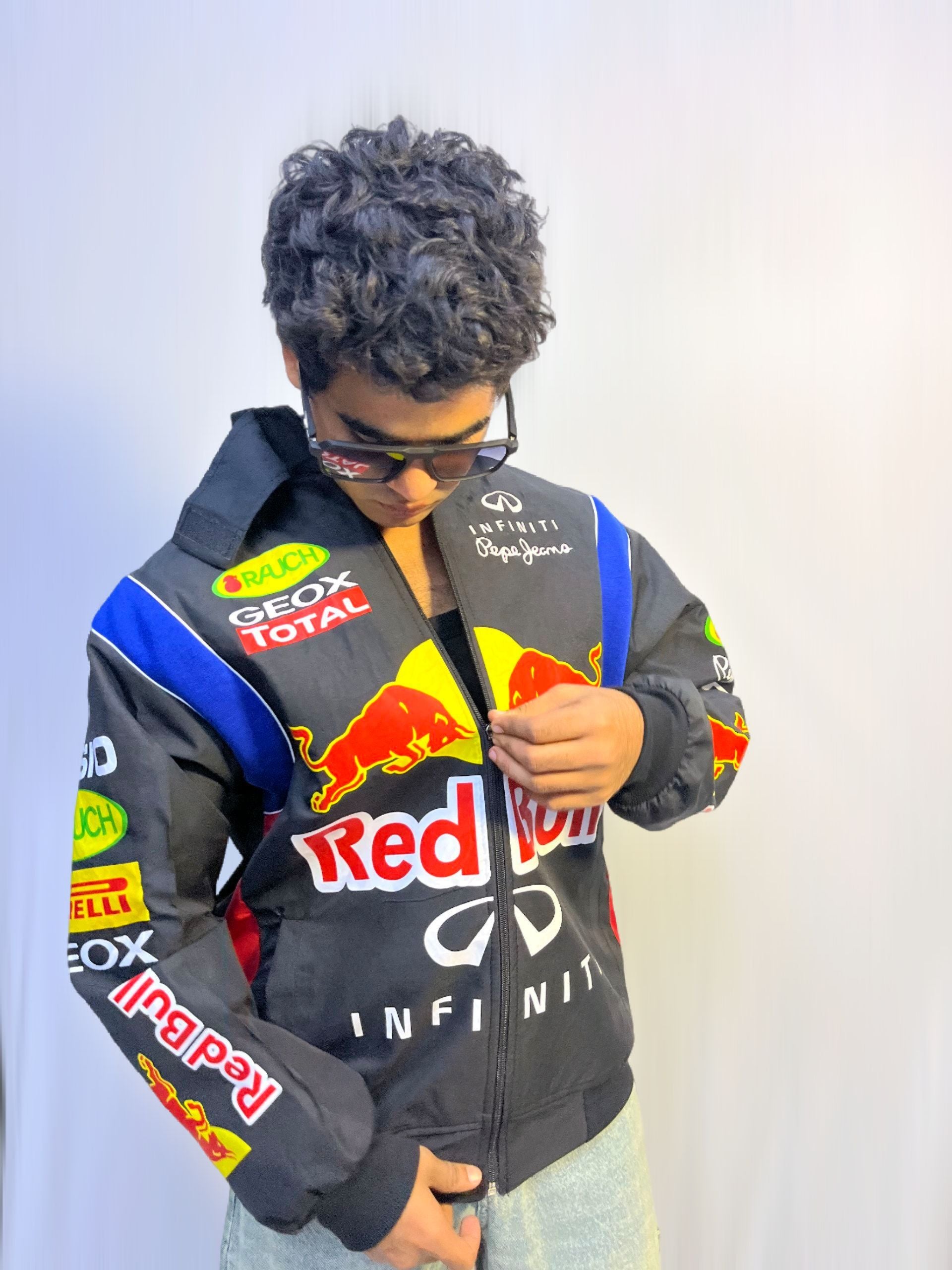 F1 REDBULL BLACK UNISEX RACING JACKET