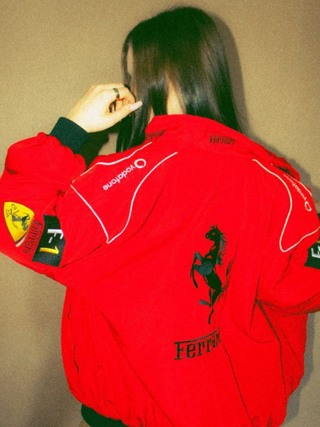 F1 RED FERRARI EMBROIDERY RACING JACKET