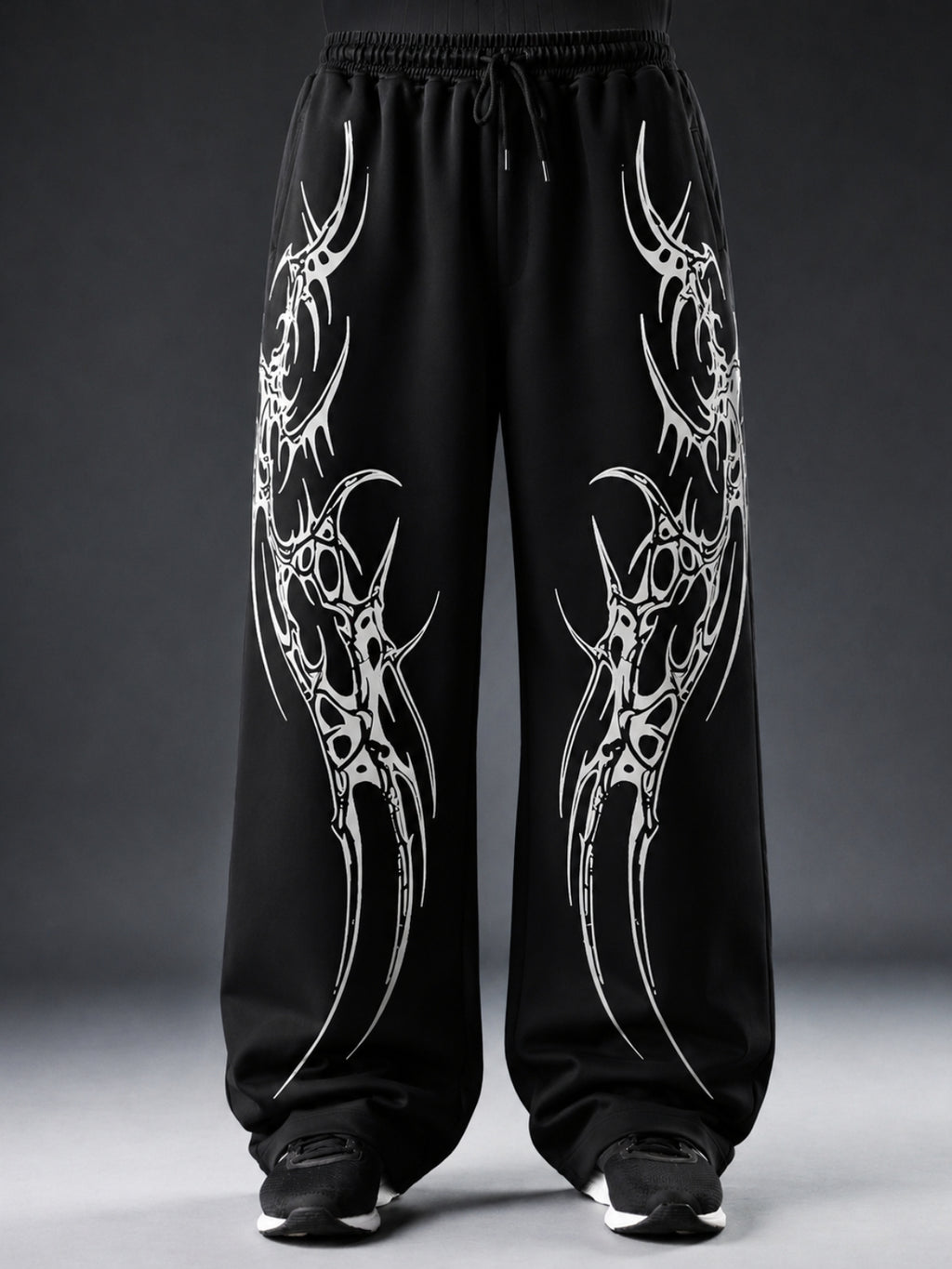 SAIYAN BLACK UNISEX STRAIGHT FIT BAGGY PANTS