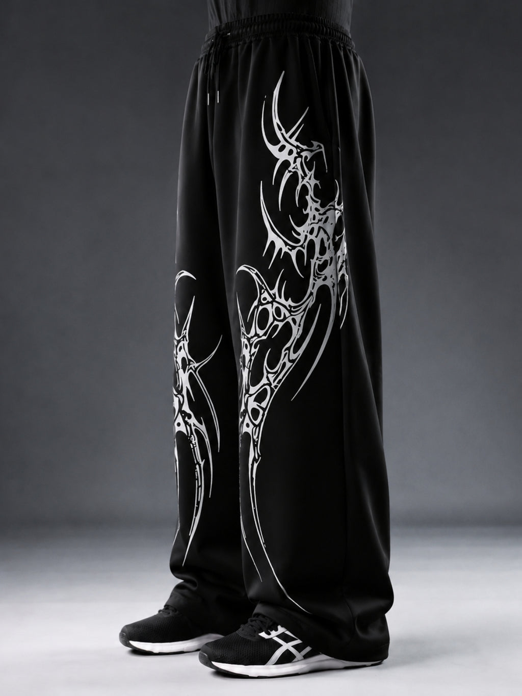 SAIYAN BLACK UNISEX STRAIGHT FIT BAGGY PANTS