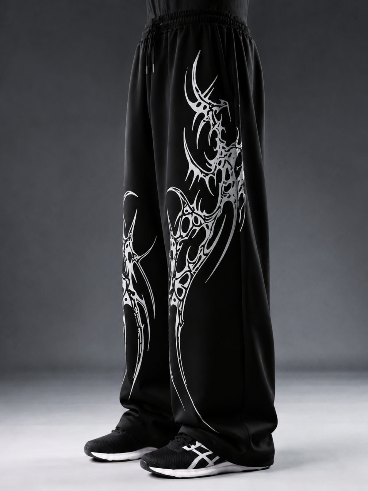 SAIYAN BLACK UNISEX STRAIGHT FIT BAGGY PANTS