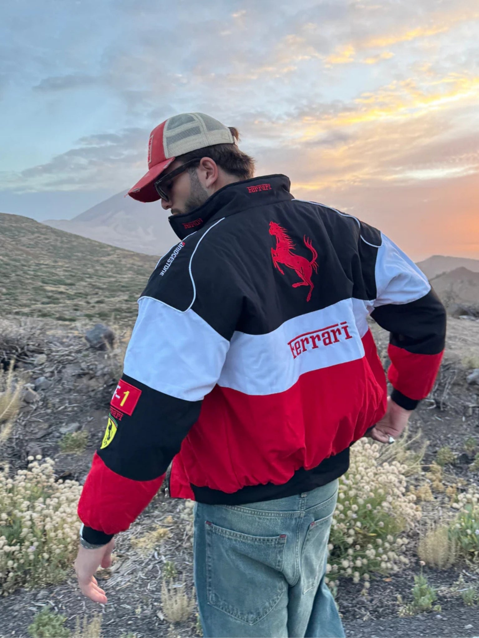 F1 TRIO FERRARI  EMBROIDERY RACING JACKET