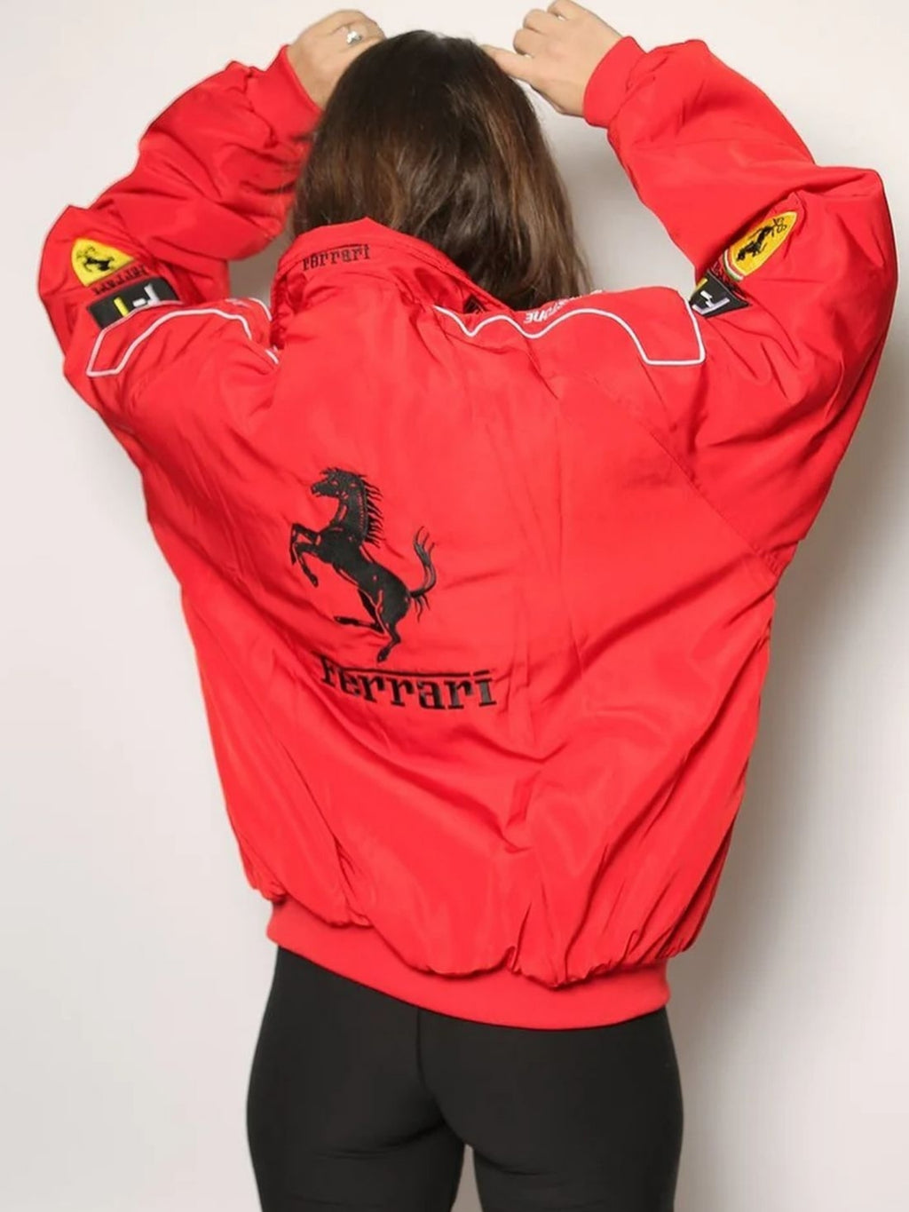 F1 RED FERRARI EMBROIDERY RACING JACKET