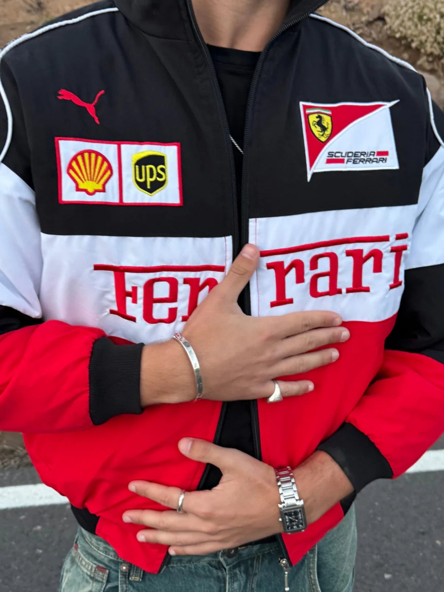 F1 TRIO FERRARI  EMBROIDERY RACING JACKET